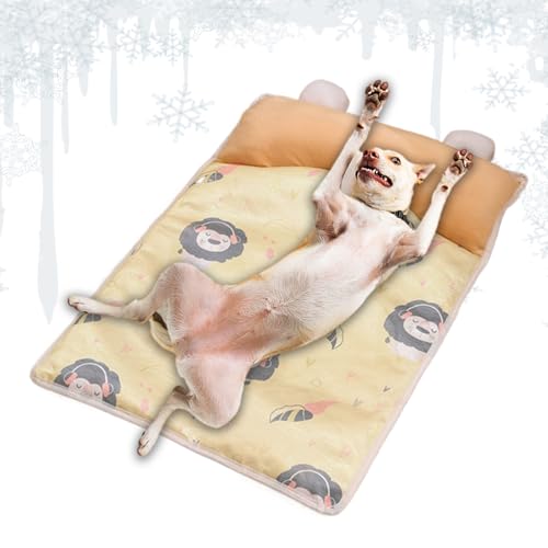 Kühlmatte, Hunde-Eiskissen, Haustier-Kissenmatte, atmungsaktives Eisseidengewebe, integrierte Kopfstütze, Sommerbox, Zwinger, Auto, Sofa, 45 x 35 cm, 70 x 50 cm, Blau, 1 Stück