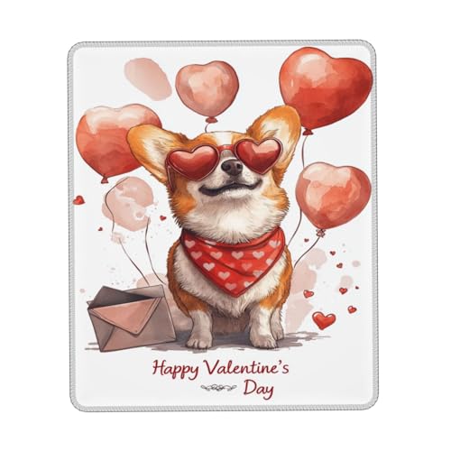 Tappetini per Il Mouse da Gioco Corgi Dog Happy Loves Day Puppy Dog Tappetino per Antiscivolo Gaming Mousepad Confortevole Pad per Computer Gamers 25X30Cm