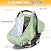 Orzbow Cotton Baby Car Seat Cover, Breathable Car Seat Canopy for Girls Boys with Mesh Window, Lightweight Baby Carrier Cover for Wind, Dust, Sun and Insects Protection, Universal Fit, Green