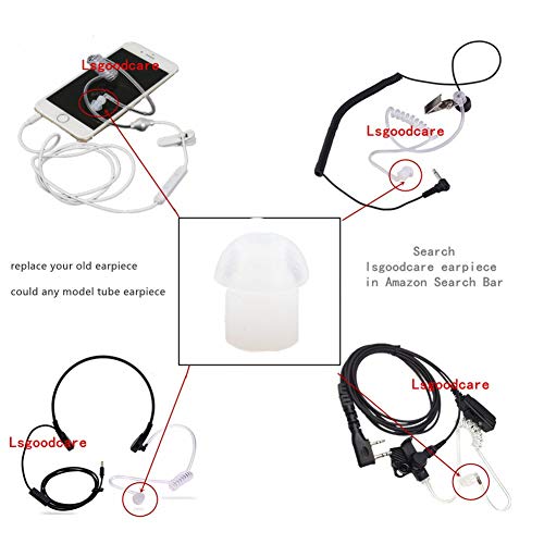 Replacement Mushroom Earbud Ear Tips White Compatible For Motorola Kenwood Midland Two Way Radio Coil Tube Audio Kits - Lsgoodcare Transparent Acoustic Tube Ear Pieces, Pack Of 10 #TOP6