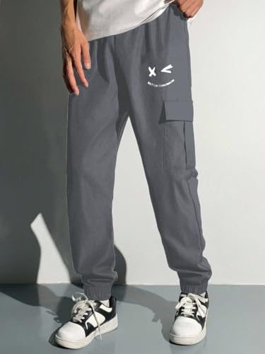 Image of Boys' Premium Cargo Jogger Pants | Soft Pilot Fabric | Stylish Printed Joggers with Side Pocket | Elastic Waist & Cuff(KBC-01)