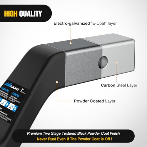 Image of Nilight Forged Trailer Hitch Mount Fits 2 Inch Receiver Square 5 /8 inch Hitch Pin Clip 17000 lbs 6 inch Drop, 1-1 /4 inch Hole, Gloss Black Powder Coat