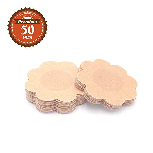 50 Pieces Nipple Cover Breast Covers, Disposable Bra Pad, Breast Pasties Self-Adhesive No Show Bra For Women, By Flashsalestore Beige #TOP1