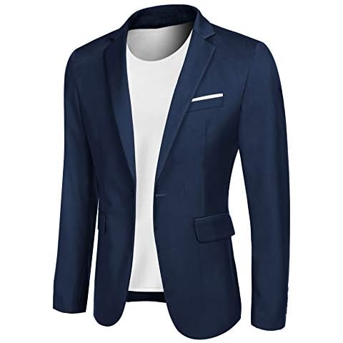 MAXMODA Men's sporty slim fit blazer modern leisure lightweight jacket, dark blue, Size: XXL Cover