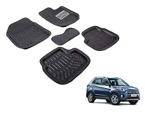 Auto Hub 3D / 4D EVA, Plastic Car Floor Mats Compatible with Hyundai Creta (Model : 2015-2019) -Black, Unit-1