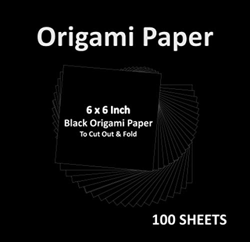 Origami Paper: 100 Sheets 6x6 Black Origami Paper Double Sided, \'To Cut Out\' & Fold Paper Arts and Crafts for Kids and Adults | 90gsm