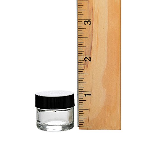 (250 Pack) 5ml Glass Concentrate Screw Top Jars | Essential Oil, Concentrate, Lip Balm or Makeup Containers | Black Lids