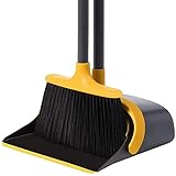 Broom and Dustpan Set Dustpan and Broom with Long Handle Upright Stand Up Dustpan Broom Combo for Lobby Office Home Room Kitchen Floor Use