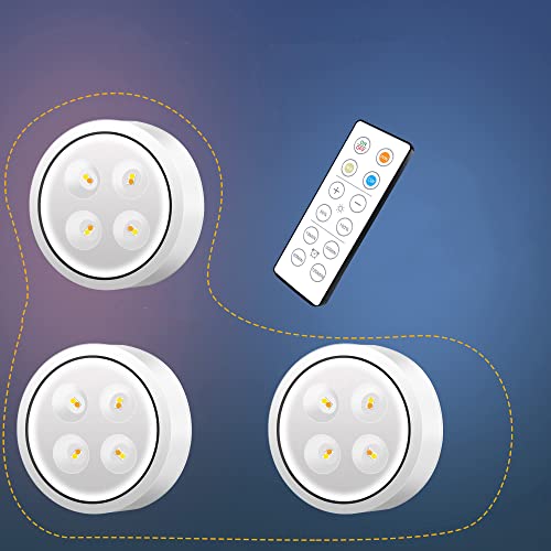 3-Pack Picture Light Battery Operated, 3 Lighting Modes Led Lights With Remote, Dimmable And Timer Painting Light, Art Display Light For Picture Frame Artworking Portrait, Home Wall Decor Puck Lights #TOP1