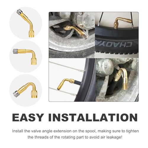 Image of Wevdn 6 PCS Valve Stem Extenders, 45 90 135 Degree Angled Automotive Tire Valve Extension Adaptor, Universal Valve Stem Extension for Car Motorcycle Scooter, Car Accessories (Golden)