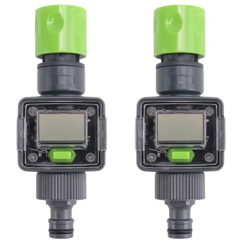 Xnuiasqe 2X Misuratore di Portata D'Acqua Digitale IPX6 Tubo da Giardino Esterno Calcola il Consumo D'Acqua Portata D'Acqua Connettori Filettati da 3/4 di Pollice