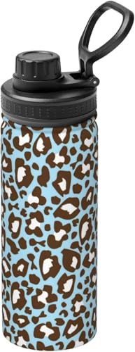 マグカップ コンビニカップ 真空断熱 ブルーとブラウンヒョウ柄 ステンレスボトル スポーツ飲料対応 保温 保冷 漏れない 直飲み530ml 水筒 持ち運び 漏れにくい 洗いやすい 部活 通勤 車用 プレゼント