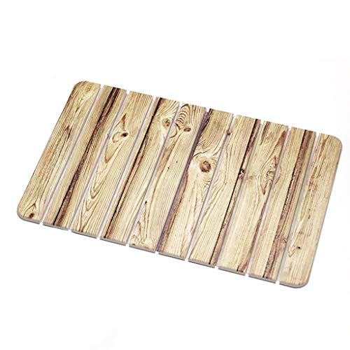 Tapis de Bain Diatomite en Terre de Diatomée - Séchage Rapide et Antidérapant - Enroulable pour un Gain de Place - 60 X 39 cm - Couleur Bois