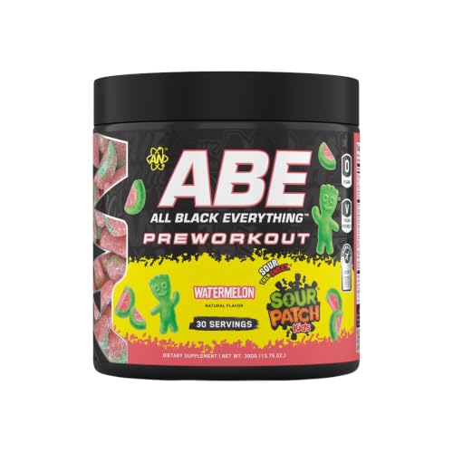 Image of ABE all black everything Applied Nutrition Pre Workout Powder | Sour Patch Kids Watermelon | Energy, Focus & Pump for Gym Training | 30 Servings