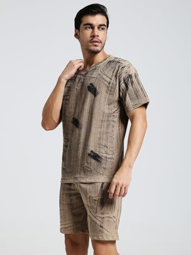 Image of Vogaan Men's Cotton Short Sleeve Tracksuit Summer T Shirt & Shorts Set with 2 Pockets || Casual Co-ord Sets