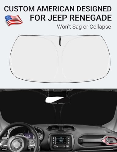Image of Proadsy 2026 Upgrade Front Windshield Sun Shade Foldable Sunshade Protector Custom Fit 2015-2023 Jeep Renegade SUV, Sport, Latitude, Limited, Trailhawk, Altitude Winter Accessories