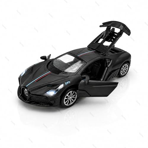 Image of Bugatti Die-Cast Toy Car for Kids - 1:36 Scale Pull Back Metal Model Car with Openable Doors, LED Lights & Music | Alloy Mini Car for Kids, Boys & Collectors【Color As Per Stock】