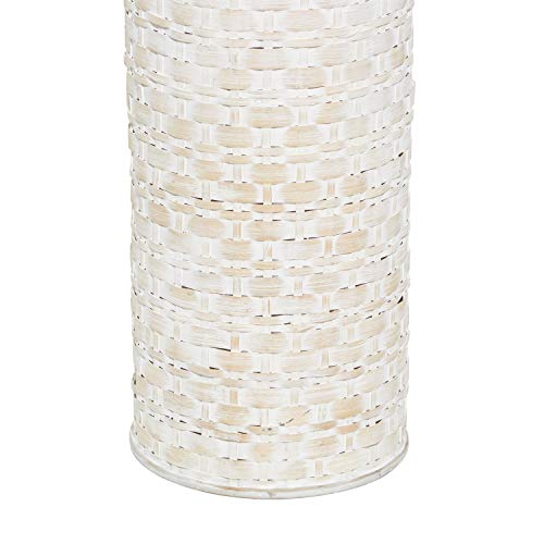 Deco 79 Bamboo Tall Woven Floor Vase, 9" X 9" X 30", White #TOP3