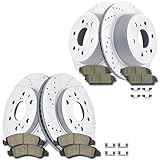 Front and Rear Drilled and Slotted Brake Rotors Ceramic Brake Pads Brake Kit Suitable for Cadillac Escalade GMC Yukon Chevy Silverado 1500 Tahoe
