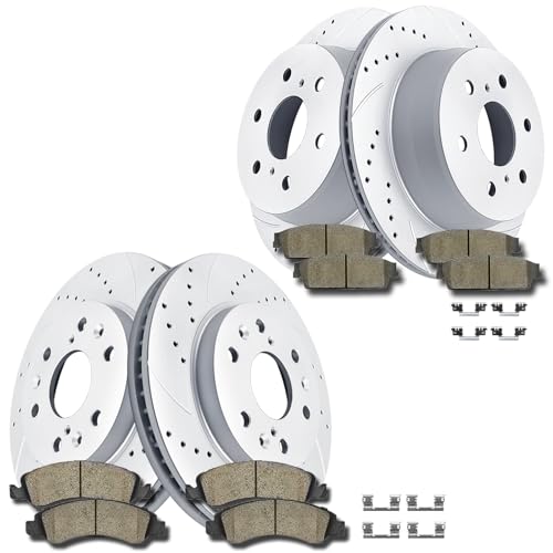 Best Brake Pad And Rotor Brands for Ultimate Vehicle Performance Front and Rear Drilled and Slotted Brake Rotors Ceramic Brake Pads Brake Kit Suitable for Cadillac Escalade GMC Yukon Chevy Silverado 1500 Tahoe