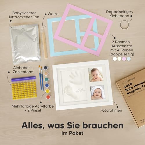 KeaBabies Baby Handabdruck und Fußabdruck Set - Gipsabdruck Baby Hand und Fuß für Neugeborene - Handabdruck Bilderrahmen ​- Fußabdruck Baby Gipsabdruck Set - Dusche Abdruckset(Alpine White)