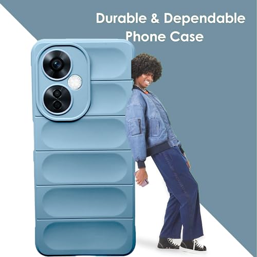 Image of A rtistque Liquid Silicone Stripes Back Cover Case for Oneplus Nord CE 3 Lite 5G | with Camera Protection | with Inner Fabric | Anti Slip Grip | AirBag Case - SkyBlue