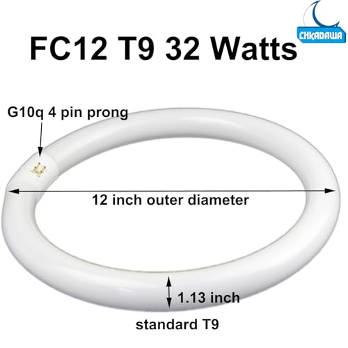FC8T9 22W and FC12T9 32W Daylight Set , Round Fluorescent Bulb 8 inch T9 22 Watts & Circular Light Bulbs 12 inch 32 Watts kit, Circline Kitchen and Bath Fluorescent Lamp, CRI 80, DL 6500K, G10q Prong by CHKADAWA - Image 6