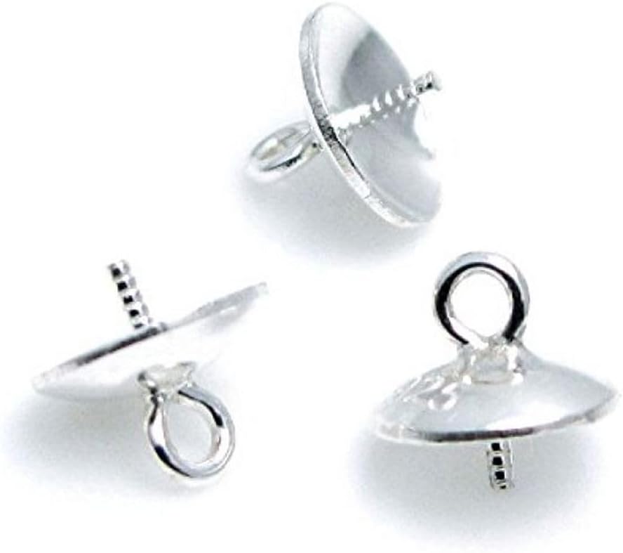 30pcs Adabele Authentic 925 Sterling Silver Hypoallergenic Jewelry Bail Glue-On Pendant Connectors Twisted Peg Drop 8mm Cup for DIY Craft Jewelry Making SS228-8