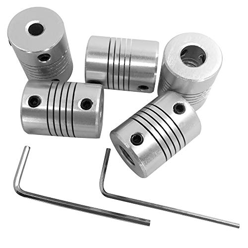 Afunta 5 Pcs Flexible Couplings 5Mm To 8Mm Compatible With Nema 17 Stepper Motors, Used In Small Cnc Machines & 3D Printer Prusa I3 Or Ord Bot With 2 Pcs Allen Wrench #TOP7