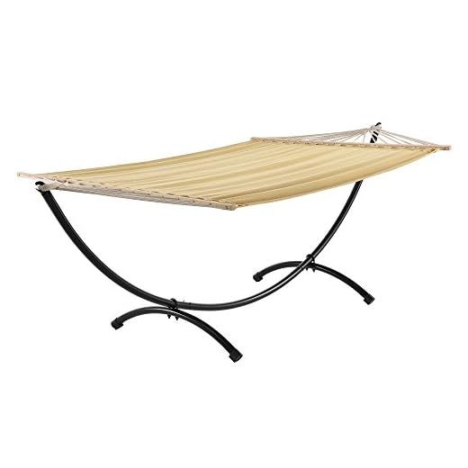 Hamaca XXL con Soporte (Beige) (150 x 300 cm) Conjunto Completo Superficie para tumbarse