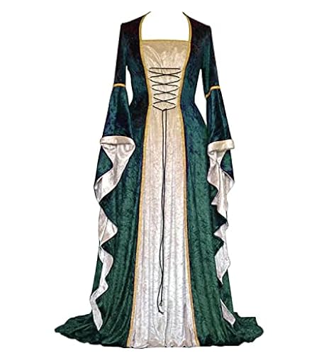 Feynman Vestido medieval para mujer con mangas trompeta, estilo medieval victoriano, vestido largo renacentista, gótico. Para carnaval, Halloween, fiestas de princesas, disfraz, Verde, XL | Ya disponible en tu tienda friki favorita! En mundofriki.es! Feynman Vestido medieval para mujer con mangas trompeta, estilo medieval victoriano, vestido largo renacentista, gótico. Para carnaval, Halloween, fiestas de princesas, disfraz, Verde, XL | Ya disponible en tu tienda friki favorita! En mundofriki.es!
