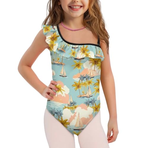Image of Girls Swimsuit One Piece Ruffle Swimsuit Non-Slip Straps UPF 50+ for Girls Size 3-14 Years