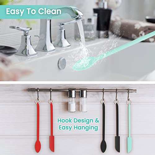 Didndid 8 Pack Mini Silicone Retractable Spatula And Spoon Reusable Bottle Spatula Heat Resistant Portable Silicone Spatula Set With Hanging Buckle For Kitchen Cooking Cosmetic Jars Kitchen Bottles #TOP4