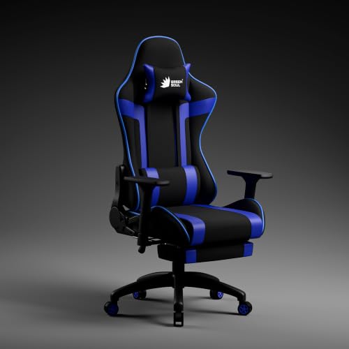Image of Green Soul Raptor Pro Racing Edition|Ergonomic Gaming Chair with Massager & Legrest|Premium Fabric | 3D Armrest | Adjustable Neck & Lumbar Pillow|3 Year Warranty (Black & Blue)