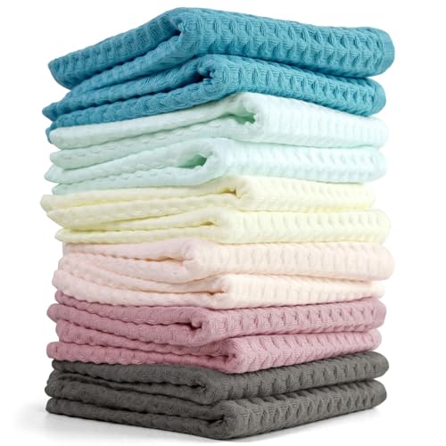 Cleanbear Waffle Wash Cloths Set of 12, Cotton Washcloths for ...