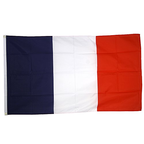 Supportershop France Drapeau de nation avec 2 œillets métalliques Bleu/Blanc/Rouge 1,50 x 0,90 m