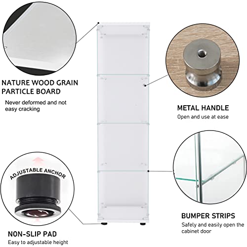 Homvent Glass Display Cabinet W/2 Doors&4 Shelves,Display Case W/Locks & Anti-Tipping Device,Glass Curio Cabinet For Architecture/Model/Toys/Collection Display Floor Standing/Eazy To Install #TOP5