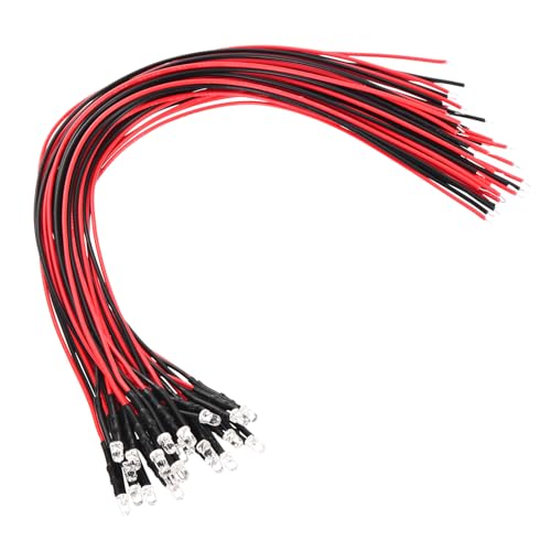 PATIKIL Diodo LED De 3mm, 24 Piezas De Luces LED Mini Pre Cableadas De 3 6V DC Para Iluminación Indicadora RC DIY, Luz Naranja