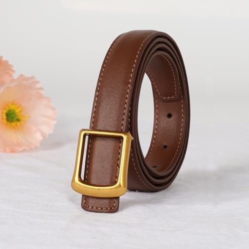 Image of Women's Fashion Classic Metal Buckle Leather Belt with Jeans Dress