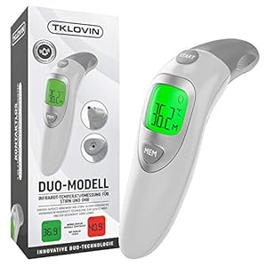 TKLOVIN Baby oor en voorhoofd thermometer, professionele infrarood digitale medische thermometer met koorts waarschuwing…