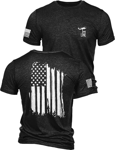 Nine Line American Flag T-Shirt for Men USA Made Patriotic Shirt 9 Line Apparel Military Veteran Shirt Freedom Shirt