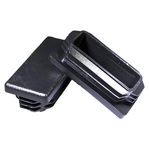 Prescott Plastics 0.75 x 1.5" Inch Rectangle Plastic Plug Insert (20 Pack), Black End Cap for Metal Tubing, Fence, Glide Insert for Pipe Post, Chairs and Furnitures