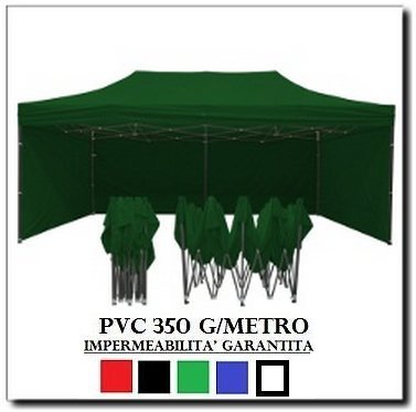 Tonnelle pliante 3 x 6 acier avec baches PVC 350g haute densite