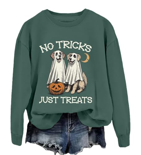No Tricks Just Treats Sweatshirt Halloween Golden Retriever Ghost Dog Pumpkin Shirts
