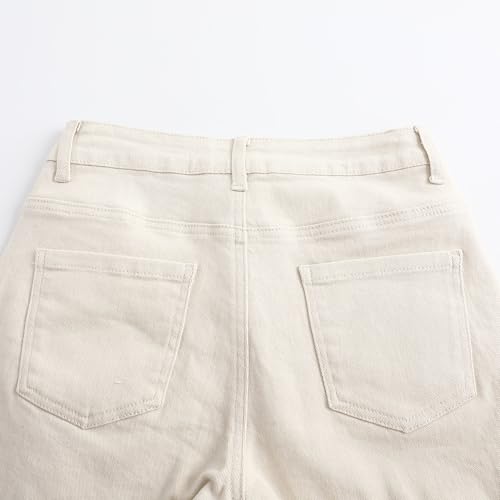 Image of THUNDER STAR Women Mid Rise Ripped Stretchy Jeans Shorts Frayed Raw Hem Casual Denim Shorts