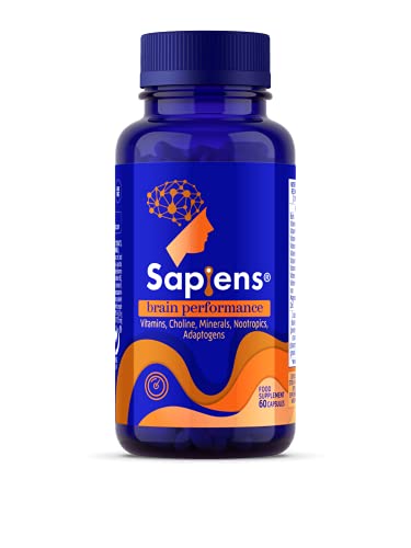 Multivitaminico. RENDIMIENTO MENTAL - Energía, Concentración, Memoria, Rendimiento intelectual, Gaming - 60 Cápsulas con Vitamina B, Vitamina C, Vitamina D, Ginkgo Biloba - SAPIENS BRAIN PERFORMANCE Cover