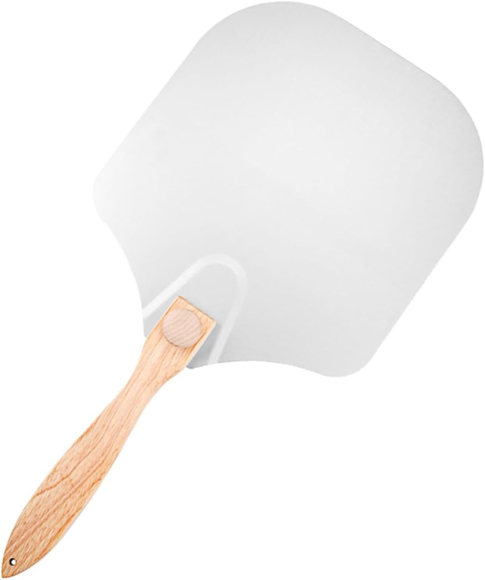 Sewroro Foldable Aluminum Pizza Peel with Wood Handle, Pizza Transfer Spatula for Baking, Restaurant and Home Oven Use, Includes Protective Paper Box Random Color
