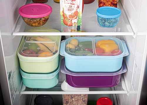 Image of HAPPI Multipurpose Plastic Airtight Masala Box for Kitchen, Fridge Storage Containers Spice, Grocery, Dry Fruits, Vegetable Food Storage Box (3000 ml - Purple)