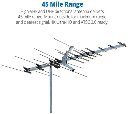 Hd7694A Long Range Outdoor Hdtv Antenna - 45 Mile Range & Lna-200 Boost Xt Hdtv Preamplifier, Tv Antenna Amplifier Signal Booster, Hd Digital Vhf Uhf Amplifier #TOP2