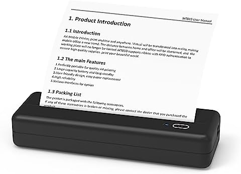 Portable Printer Wireless Bluetooth Connection, POOOLITECHxHPRT Inkless Mobile Printers Compatible with Phones & PCs, Compact Printers for Travel Home Office Vehicles